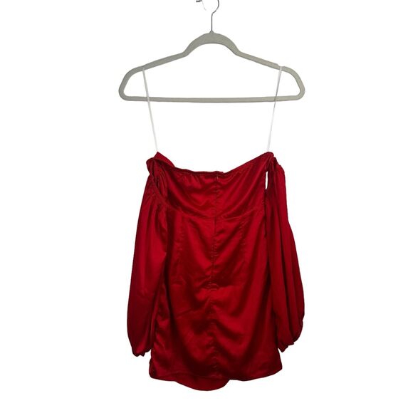 Hello Molly Red Off Shoulder Ruched Mini Dress Cocktail Womens Small AU 8 US 4 - Picture 7 of 7
